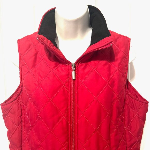 Jane Ashley-Women's Red/Black High Collar Quilted Vest-Medium--Zip Up Front-Pock - Picture 4 of 16